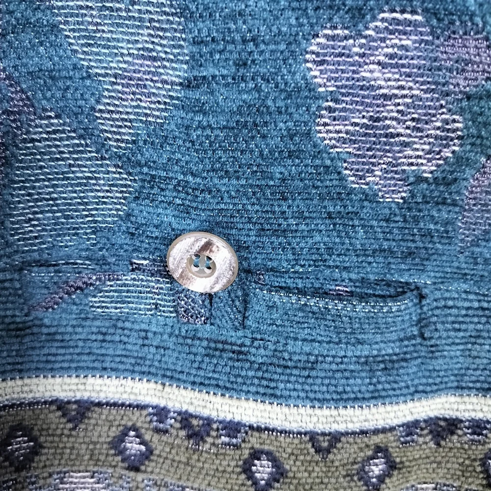 Sag Harbor 90s Boho Bohemian Tapestry Fabric Teal Jacket Floral - Picture 2 of 6